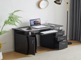 FCH 115* 55*74cm Black PB Wood 15mm Portable 1pc Door with 3pcs Drawers Computer Desk 23047766