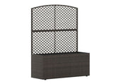 49" Brown PE Rattan Raised Garden Bed with Trellis Adjustable Foot Pads Outdoor Planter Box 00735475