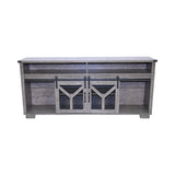65.3" TV Stand with LED light strips and Iron mesh barn door Y decorative strip country grey W1412P271801