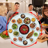 ZUN 31.5" Glass Lazy Susan for Dining Table with 6 Rotating Wheels Table Top Centerpiece Kitchen 85701169