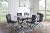Glam Gray Velvet 2pcs Side Chairs Button-Tufted Chrome Frame Upholstered Dining Chairs Furniture Set B011P208972