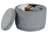 7.7 Gallon Round Storage Ottoman Foot Rest with Acacia Wood Frame, 400LBS Load Capacity Footstool 46931737