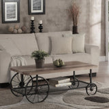 ZUN Oak and Antique Grey Coffee Table with Shelf B062P209081