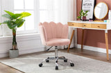 ZUN COOLMORE Velvet Home Office Chair with silver Base, Modern Cute Shell Back Upholstered Desk Chair W39523203