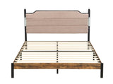 King Bed Frame , Upholstered headboard with Charging and Touch sensitive LED Lights, Under Bed W311P416228