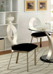 ZUN Contemporary Silver Metal Frame 2pc Dining Chairs Black Microfiber Seat Dining Room Oval Back Satin B011P232975