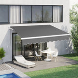 12*10FT gray retractable awning aluminum alloy bracket polyester cloth retractable 06243448