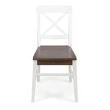 ZUN Roshan Farmhouse Acacia Wood Dining Chairs, White / Walnut 62888.00WWALN