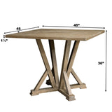 ZUN Modern Farmhouse Square Counter Table 45inch Solid Wood Rubberwood Antique Finishing Rustic Look W2537P168478