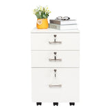 ZUN FCH White Wood Grain Density Board Three Drawers Wooden Filing Cabinet 46332737