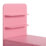 Pink MDF Folding Nail Desk with 2 Drawers, Cabinet Door & Storage Shelf 19266036