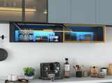 Large-Capacity Spice Rack Wall Mounted Storage Cabinet, Black Hanging Kitchen Pantry with Up-Flip W331P379953