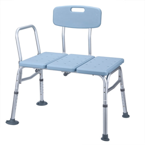 ZUN Medical Bathroom Safety Shower Tub Aluminium Alloy Bath Chair Transfer Bench with Back & Handle Blue 85785756