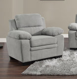 Plush Seating Chair 1pc Gray Textured Fabric Channel Tufting Solid Wood Frame Modern Living Room B011P214023
