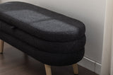 036-Boucle Fabric Storage Bench Bedroom Bench With Wood Legs For Living Room Bedroom Indoor,Black W527121994