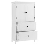 ZUN Bathroom Storage Cabinet, Cabinet with Two Doors and Drawers, Adjustable Shelf, MDF Board, White 98836434