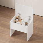 ZUN Small Space Vanity Table Set with 3 Adjustable Lighted Mirror and Storage Chair, Makeup Vanity Table 77564731