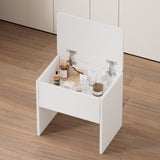 ZUN Small Space Vanity Table Set with 3 Adjustable Lighted Mirror and Storage Chair, Makeup Vanity Table W509P238990