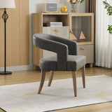 25.79" Wide Modern Barrel Open Back Upholstered Accent Chair with Weathered Solid Wood Legs Dining W3118P254207