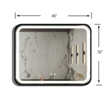 ZUN 40X32 inch Bathroom Led Classy Vanity Mirror with High Lumen,Black metal frame,Dimmable Touch,Wall W1992121014