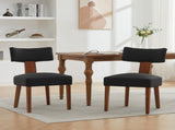 064-Set of 2 Linen Fabric Modern Armless Dining Chairs With Curved backrest and Solid Wooden Legs 32175653