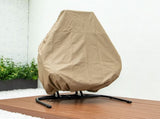 Charcoal Wicker Hanging Double-Seat Swing Chair with Stand w/Dust Blue Cushion MWTF-9716KD3
