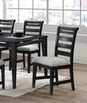 ZUN Modern 2pc Dining Chairs Black Ladder Back Frame Upholstered Cushion Seat Rubberwood Kitchen Dining B011P218339