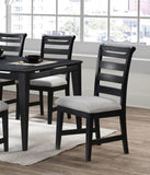 ZUN Modern 2pc Dining Chairs Black Ladder Back Frame Upholstered Cushion Seat Rubberwood Kitchen Dining B011P218339