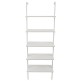 ZUN 5-Shelf Wood Ladder Bookcase with Metal Frame, Industrial 5-Tier Modern Ladder Shelf Wood 70392764