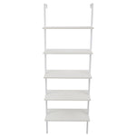 ZUN 5-Shelf Wood Ladder Bookcase with Metal Frame, Industrial 5-Tier Modern Ladder Shelf Wood 70392764