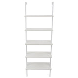 5-Shelf Wood Ladder Bookcase with Metal Frame, Industrial 5-Tier Modern Ladder Shelf Wood 70392764