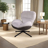 360&deg Swivel Office Chair, Modern Chenille Chair with Faux Leather and Black Metal Base Frame, No N817P205024W