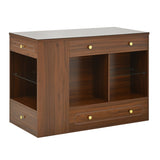 Closet Island with 6 Drawers, Wardrobe Armoire Bedroom Island with Glass Display Top and Open 75349414