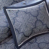 8 Piece Jacquard Comforter Set Navy Queen B03596803
