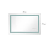 ZUN 36x24 Inch LED Bathroom Mirror with Frontlit and Backlit, Wall Mounted Vanity Mirror with Smart 49628161