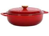 Cast iron 6QT cooking pot - Gradient red - Includes two silicone gloves - Enamel pot 23809115