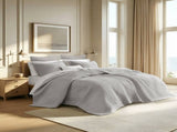 King 3 Piece Cotton Quilt Set Light Gray B035P496601