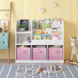 Kids Bookcase and Bookshelf, Multifunctional Bookcase with 3 Collapsible Fabric Drawers, Bookcase W808P242198