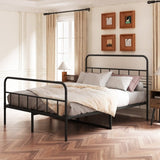 Metal Platform Bed frame with Headboard, Sturdy Metal Frame, No Box Spring Needed W578P147731