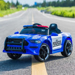 ZUN 12V Kids Ride On Car ,Police sports car,2.4GHZ Remote Control,LED Lights,Siren,Microphone,Blue 33746800