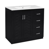 36'' Bathroom Vanity with Ceramic Sink Combo, Solid Wood Frame Bathroom Storage Cabinet, N710P243327B