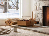 Modern 3Piece Fireplace Accessory Set with Log Rack, Firewood Storage Bucket and Complete Fireplace N775P529014G