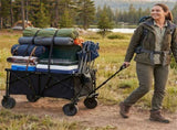 Black 400 lbs Heavy-Duty Collapsible Wagon Cart with All-Terrain Wheels, 180L Capacity Folding 40348987