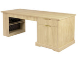 55" Modern Fluted Office Desk with Storage Cabinet & Drawers, Computer Writing Desk with Power 97527094