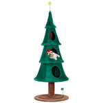 ZUN 65in Large Tall Christmas Tree Cat Tower with 3 Cat Houses, Soft Fleece Cat Tree with Teaser Toy & 27065148