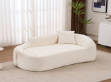Curved Chaise Lounge Chair Indoor, Modern Chenille Sofa Couch with Deep Seat Sofa Bed with 1 Pillow, W2231P401698