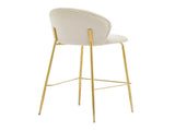 Kira Indoor Upholstered Bar Stool, Beige Fabric with Metal Frame, Set of 2 N775P263305B