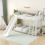 Metal Bunk Bed with Slide, Twin over Twin, White MF285671AAK
