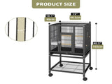 41" Metal Bird cage with Rolling Stand, Tray, 2 Perches and 2 Feeders, Black 01530661