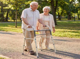 Silver Foldable Walker, 2-Button Folding Mechanism & 7-Level Adjustable Height , 350LBS 04789296